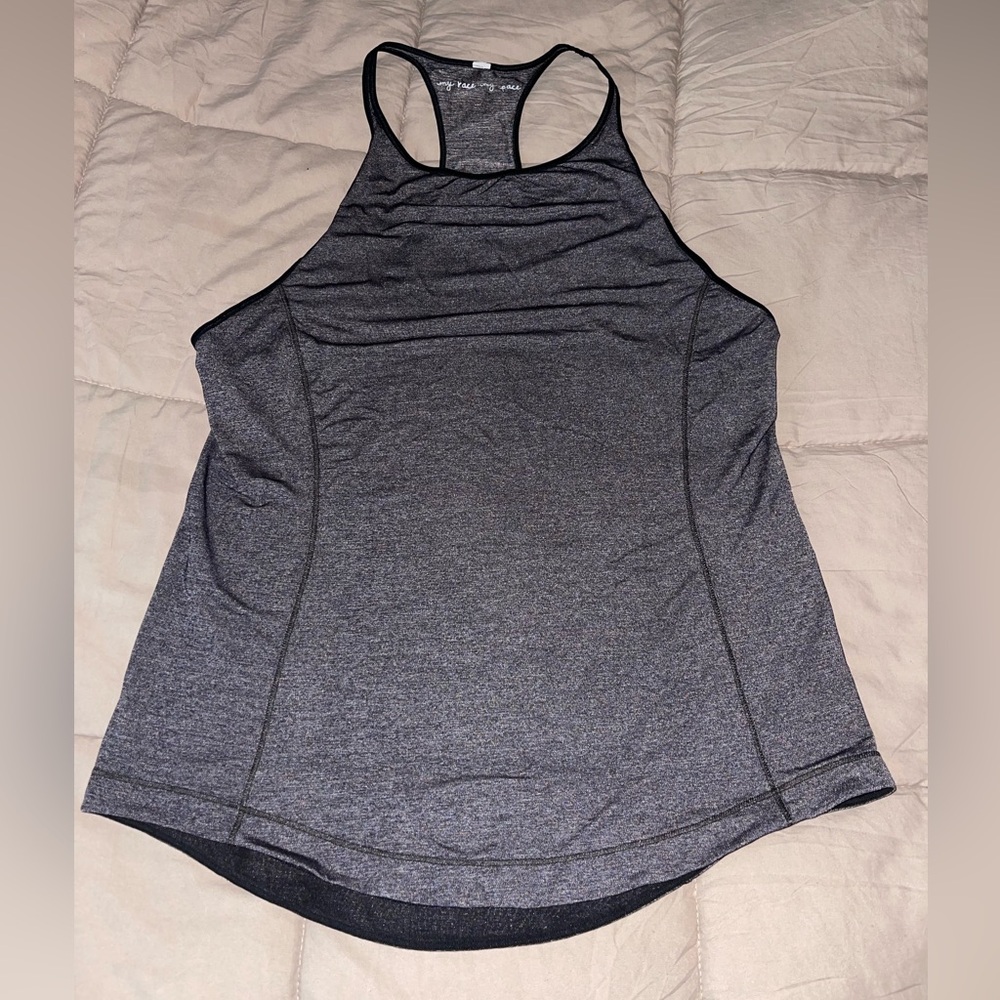Lululemon Time To Sweat Tank My Race My Pace Heathered Black Gray Size L - Picture 3 of 13